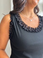Black Ruffle Vest Simone