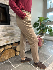 Mocha Straight leg Comfort fit pull on Trousers