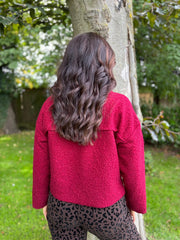 Red Boucle Zip Jacket Estella
