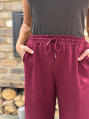 Wine Sequin Velour Trim Joggers Trixie