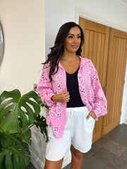 Candy Pink Paisley Bubble Cotton Shirt Alina