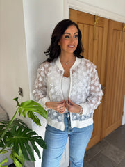 White Sequin Flower Jacket Jazz