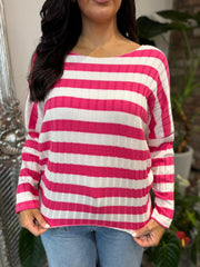 Lipstick Ribbed Stripe Top Leanne