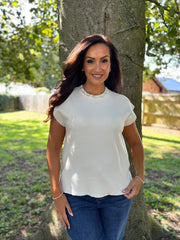 Cream Beaded Neckline Knit Alison