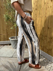Black Brushed Stripe Trousers Sadie