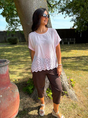 Pink Broderie Bubble Cotton Top Jan