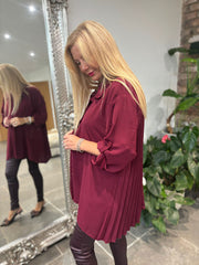 Wine Back Pleat Blouse Jackie