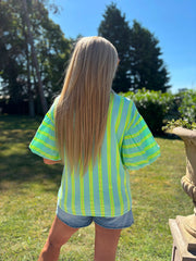 Aqua Puff Sleeve Striped Top Erin