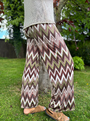 Khaki Zig Zag Wide Leg Trousers