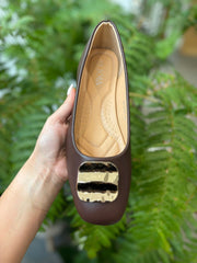 Chocolate Hammered Gold Flats