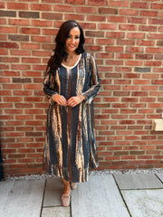 Denim Blue Brushstroke Shimmer Dress Freya