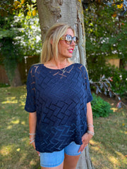 Navy Abstract Pattern Knit Tori