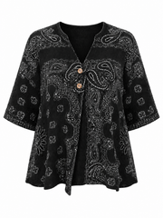 Black Paisley Bubble Cotton Top Quinley