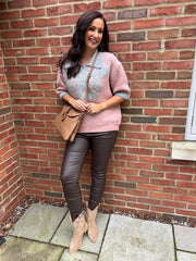 Rose Luxury Collared Floral Knit Eve