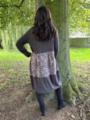 Grey Ditsy Leopard Panel Dress Clara