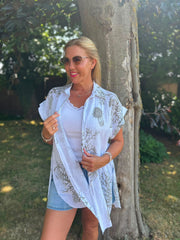 White Mocha Coral Print Blouse Stacey