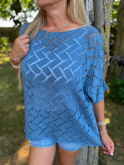 Denim Abstract Pattern Knit Tori