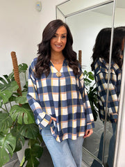 Navy Checked Blouse Nova