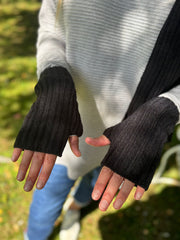 Black Ribbed Three Piece Scarf Set