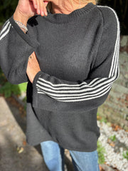 Black Designer Inspired Stripe Knit Yvonne