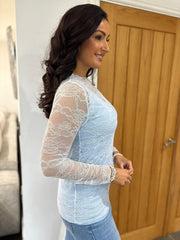 Blue Lace Mesh Top Tiffany
