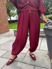 Wine Hareem Button Trousers Misty