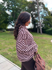 Chocolate & Rose Striped Hoodie Ella