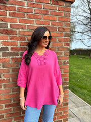 Lipstick Boho Daisy Bubble Cotton Top Skye