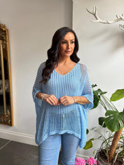 Light Blue Open Weave Knit Peyton