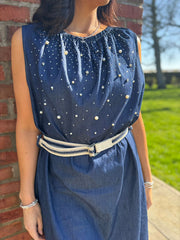 Dark Denim Embellished Dress Casandra