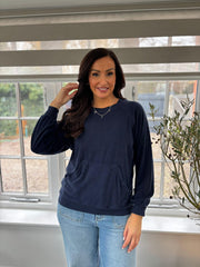 Navy Terry Towel Pocket Sweatshirt Andrada