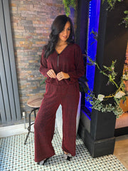 Red Sparkle Diamante Zip Top Cassie