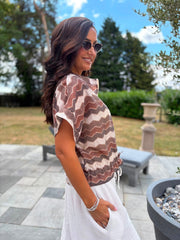 Chocolate Zig Zag Short Sleeve Bomber Angie