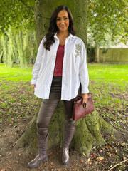 Winter White Diamante Flower Shirt Kristie