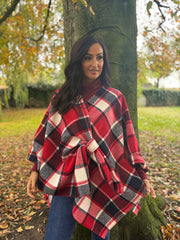 Red Check Tie Shawl Roxie