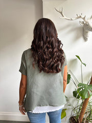 Khaki Layered Net Top Elise
