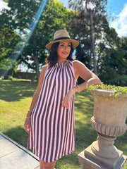 Pink Striped Sleeveless Dress Tiana