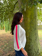 Cream Striped Detail Knit Polly