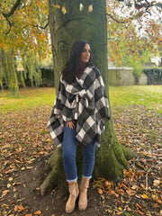 Charcoal Check Tie Shawl Roxie