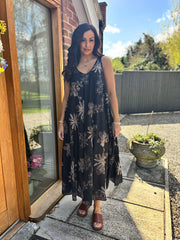 Black Gold Embroidered Sleeveless Dress Laney