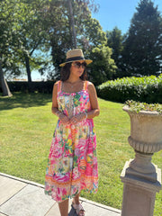 Pink Tropical Tassel Dress Seren