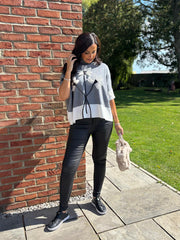 Charcoal Applique Floral Knit Tanya