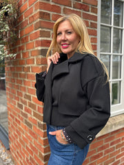 Black Double-Breasted Short Coat