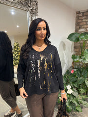 Black Metallic Lightweight Knit Bella