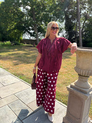 Wine Polka Dot Trousers Reagan