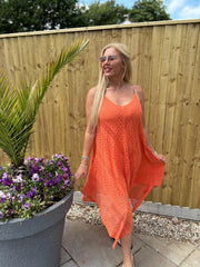 Orange Chevron Lace Dress Haven