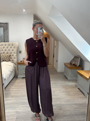 Wine Buttoned Knit Waistcoat Kerry
