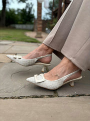 Stone Textured Kitten Heel Shoes