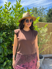 Chocolate Lace Hem Top Yasmin