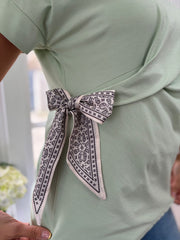 Mint Soft Drape Bow Top Joanie